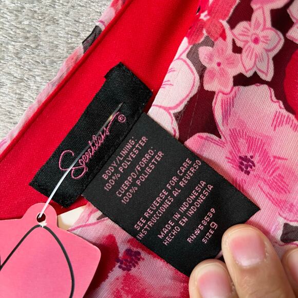 Vintage Y2K Pink Floral Ruffle Hem Dress Cottagecore Coquette Small Deadstock - Picture 8 of 10